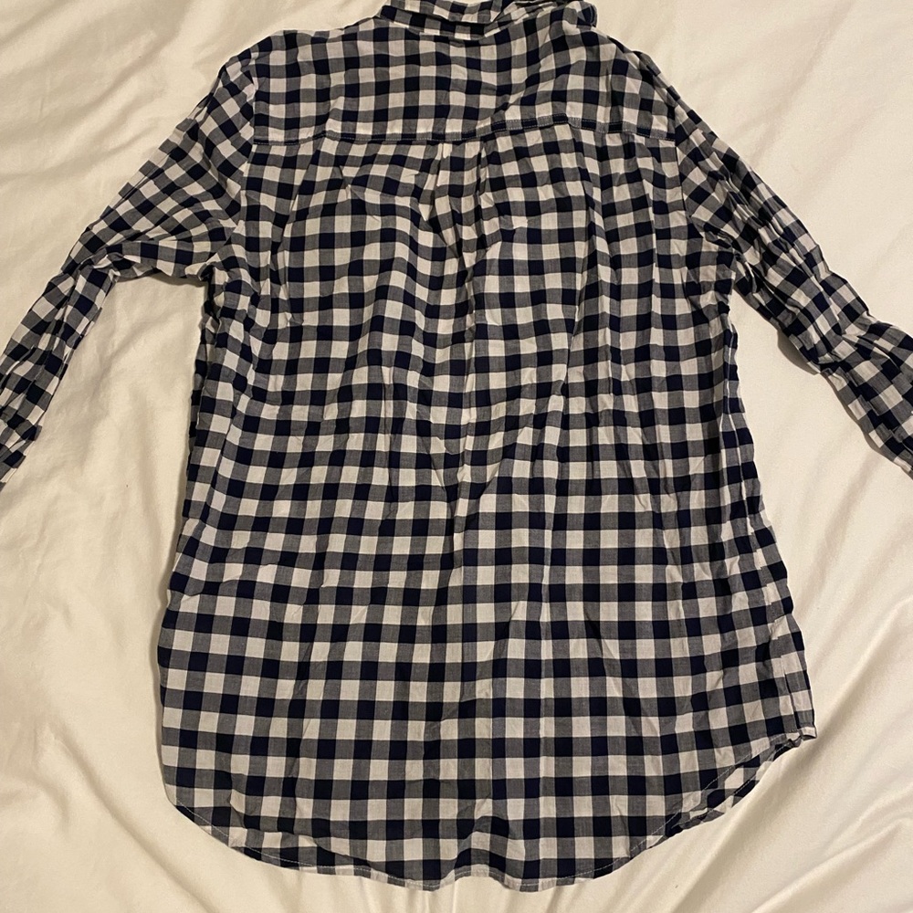 J.Crew Navy and White Gingham Button Down, 100% Cotton, Size Small - Picture 3 of 5